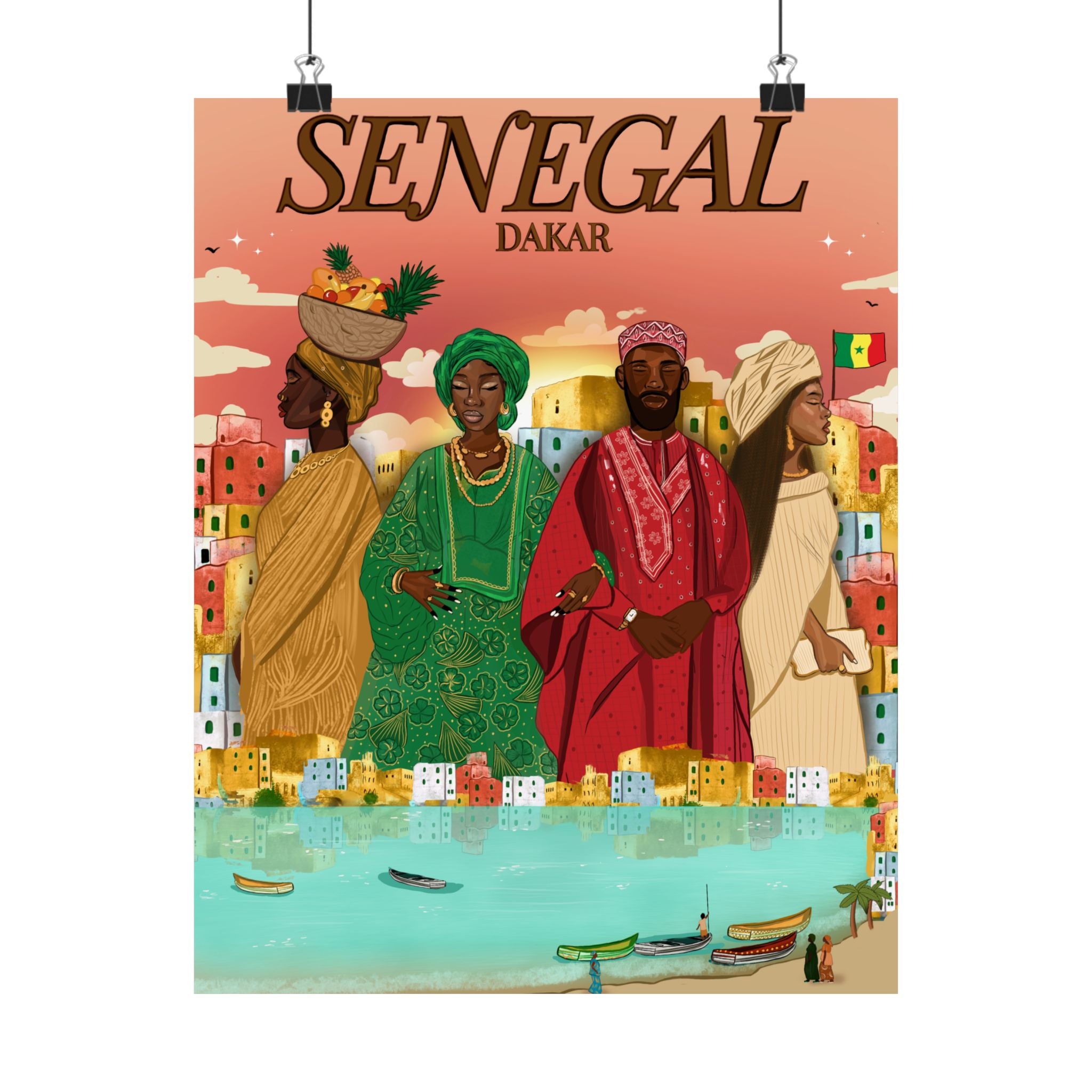 Senegal (Pink Background) - Matte Vertical Posters